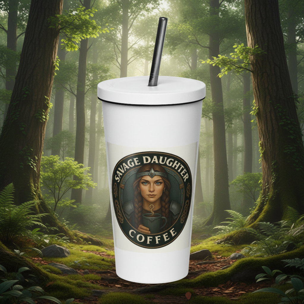 Insulated tumbler with a straw
